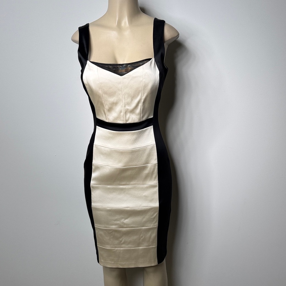Jax Black and Cream Contrast Sheath Mini Dress